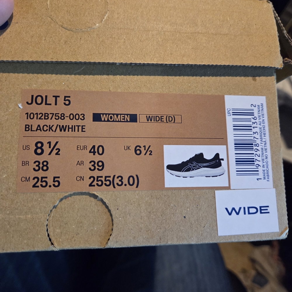 ASICS Black White Running Shoes SIZE 8.5 NWOT JOLT 5 - Picture 4 of 7